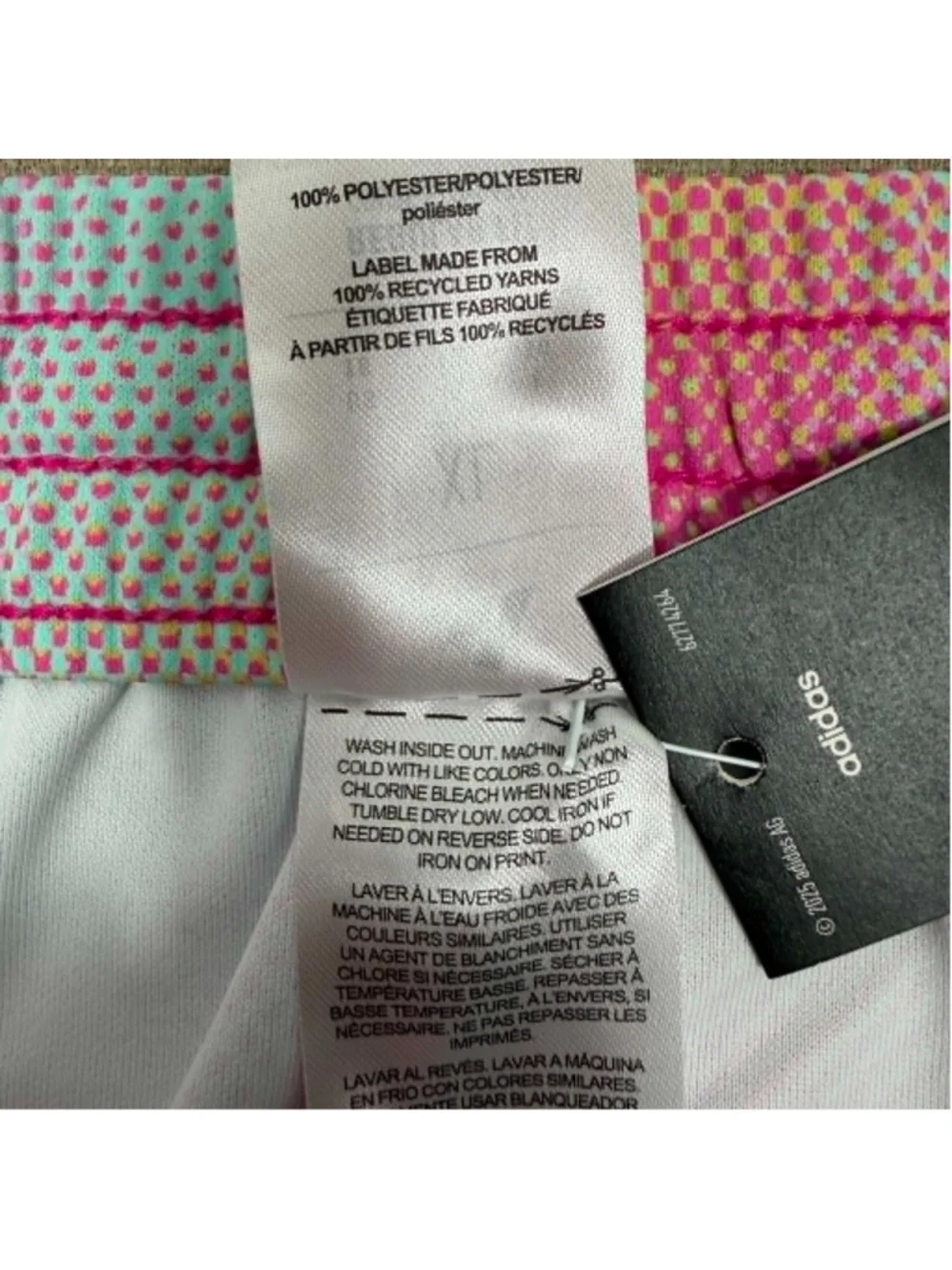Adidas AOP Knit Shorts Pink Pastel Tie Dye Active Performance Girls Size XL NWT